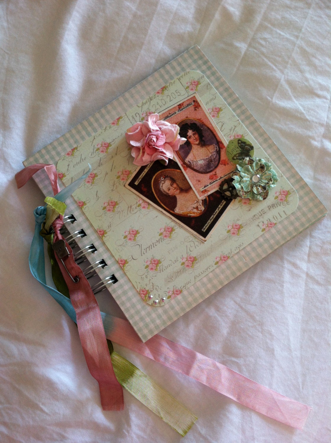 SALE PRICE 6x6 Shabby Chic Vintage Portraits Journal