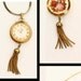 BUCHERER Pendant Watch Necklace feat Courting Scene on Gold Chain with Tassel