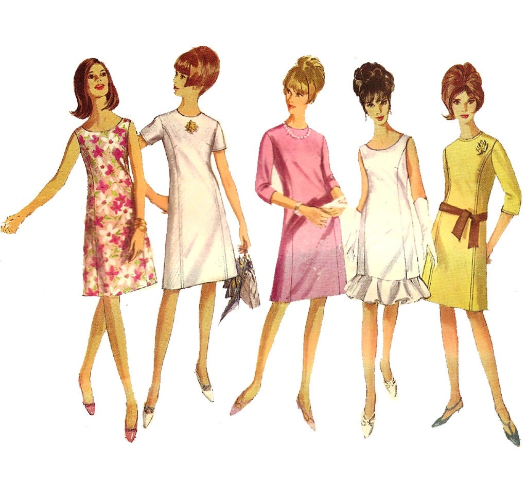 1960s Princess A line Dress - Simplicity 6492 Vintage Sewing Pattern - Bust 34