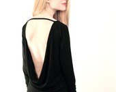 Black Blouse Cowl Back Tunic  - Free US Shipping - Donation to Unicef - Item MM-TU13-5B4