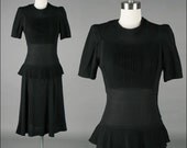 r e s e r v e d /// Vintage 1940s Dress . GAY GIBSON . Black Rayon Crepe . 3056