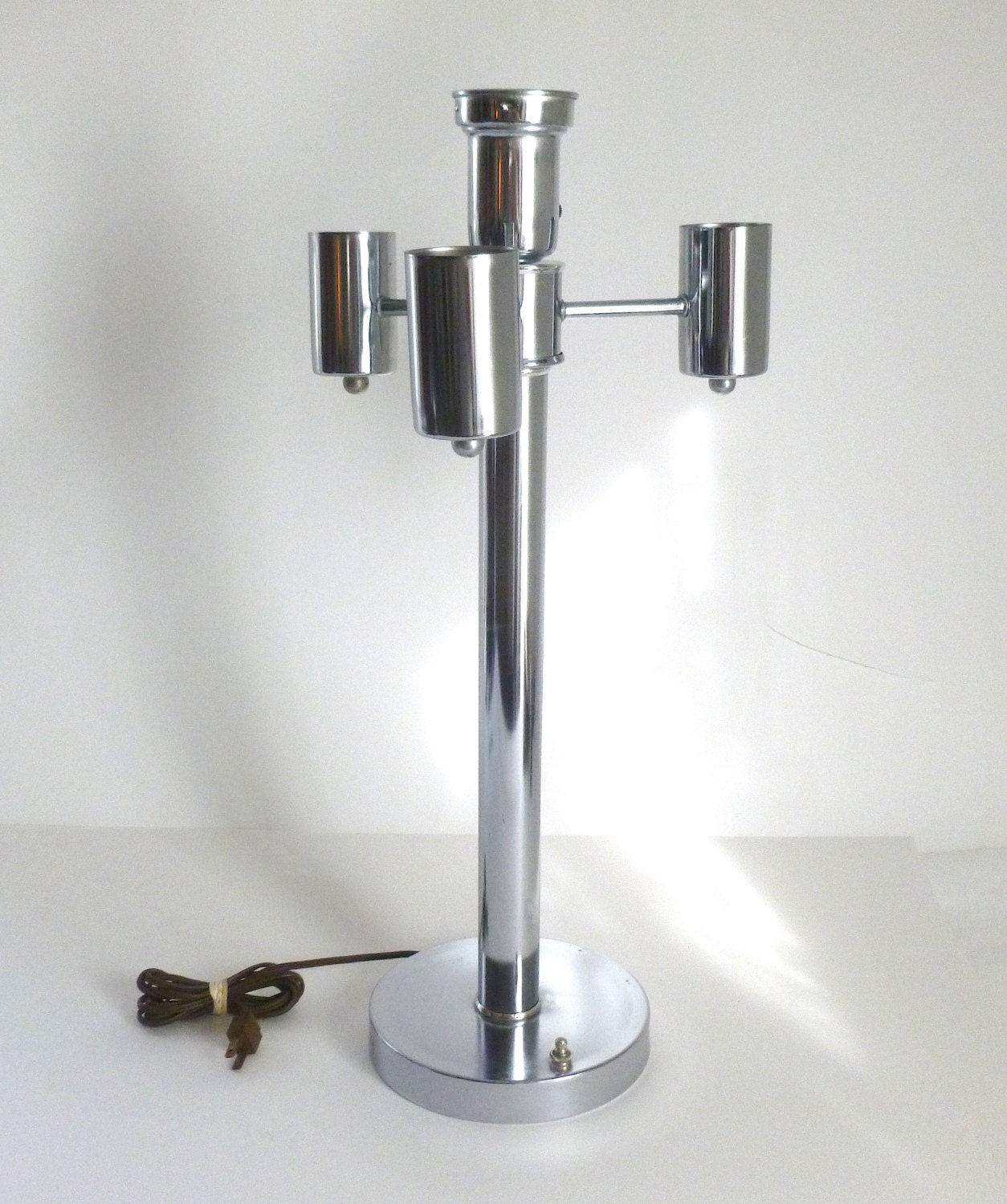 Vintage 1970's Chrome 4 Head Electrical Lamp WORKS Retro Mod Decor