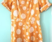 Vintage Day Dress / Buttercup Yellow Polka Dots / Size Small S