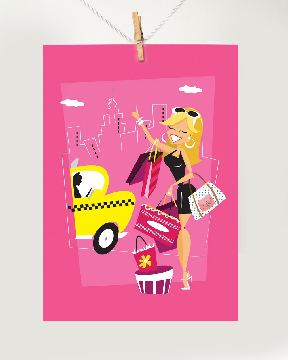 Set of 4 - Travel Girl Mini Note Cards - Rome Miami New York and Paris