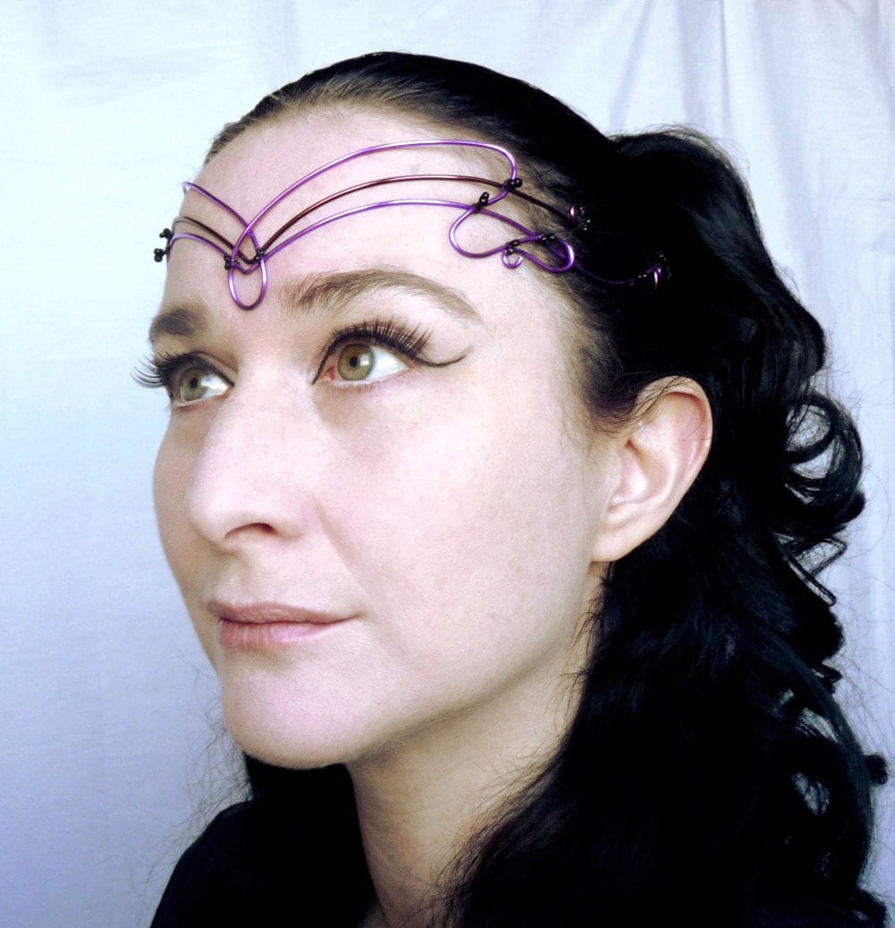 Purple and wine wire circlet, handmade