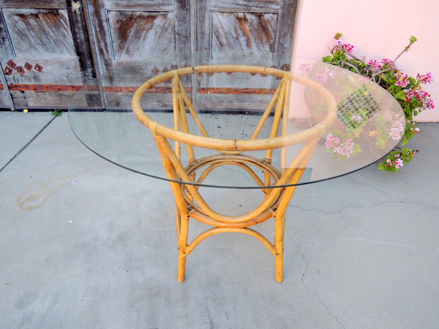 Mid Century Modern Round Bamboo Dining Table (Los Angeles)