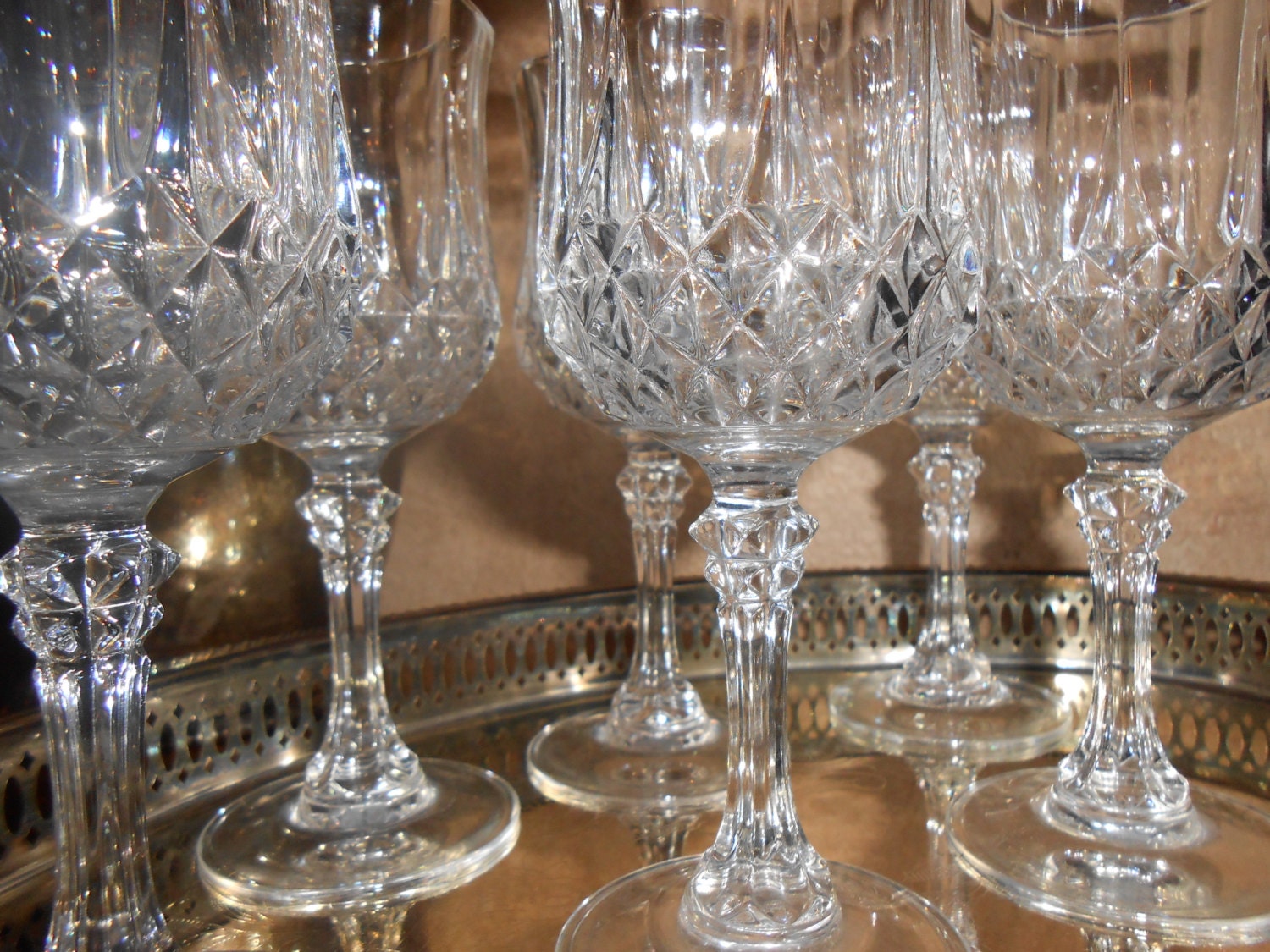 Vintage Cristal D'arques Longchamp  Wine Glasses, Stemmed Crystal Glasses, 6