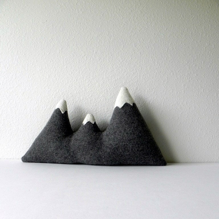 the Sisters - grey wool mountain range pillow