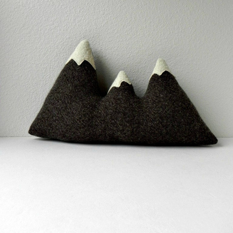 the Sisters - brown wool mountain range pillow