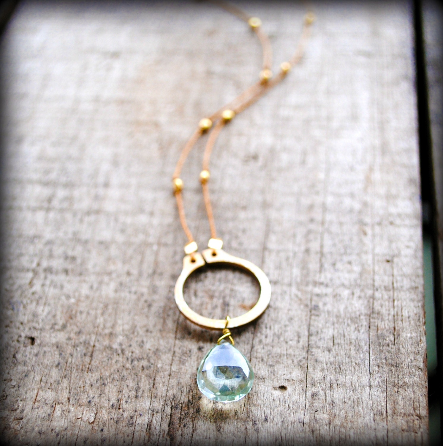 Green Amethyst, Gemstone Necklace, Gold