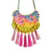 Neon Galaxy Statement Necklace Nebula Geometric Hexagon Fringe Leather Statement Jewelry