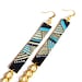 Tribal Leather Earrings, Hand Painted Stripes and Dots, Long Chain Earrings, Geometric Jewelry