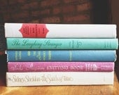 vintage book collection // pretty colors // lot of 5 // green blue cream white pink purple // props