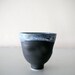 Small Stoneware Cup with Ocean Landscape Design and Four Indentations / Wheel Thrown / Hand Altered / "CHUBARI"