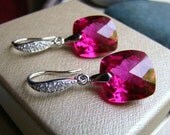 Luxury Magenta Topaz Pave Silver Earrings