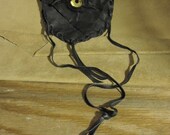 Grichels small leather shoulder bag/pouch - black with custom multicolor metallic foil eye