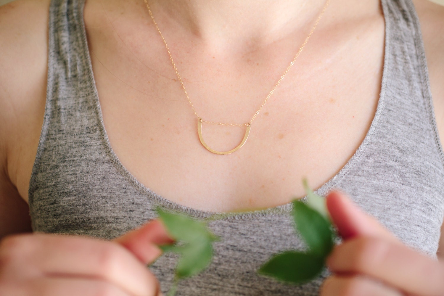 Hammered Gold Hoop Necklace