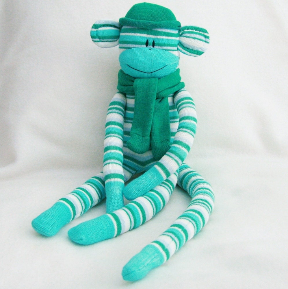 Sock Monkey Kit - Light Green Slim Stripes