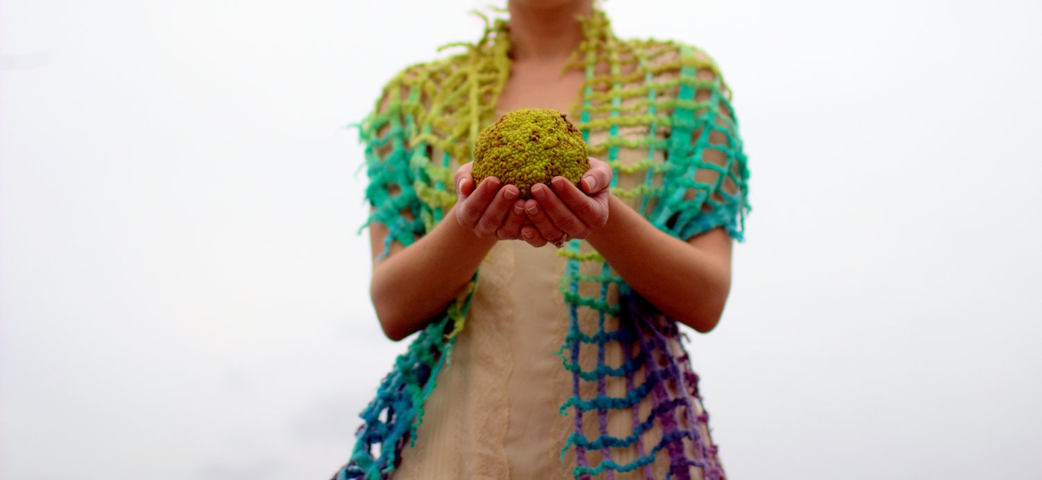 Scarf. Felted Scarf. Lattice Scarf. Gradient Scarf. Ombre Scarf. Handmade Wool Scarf.