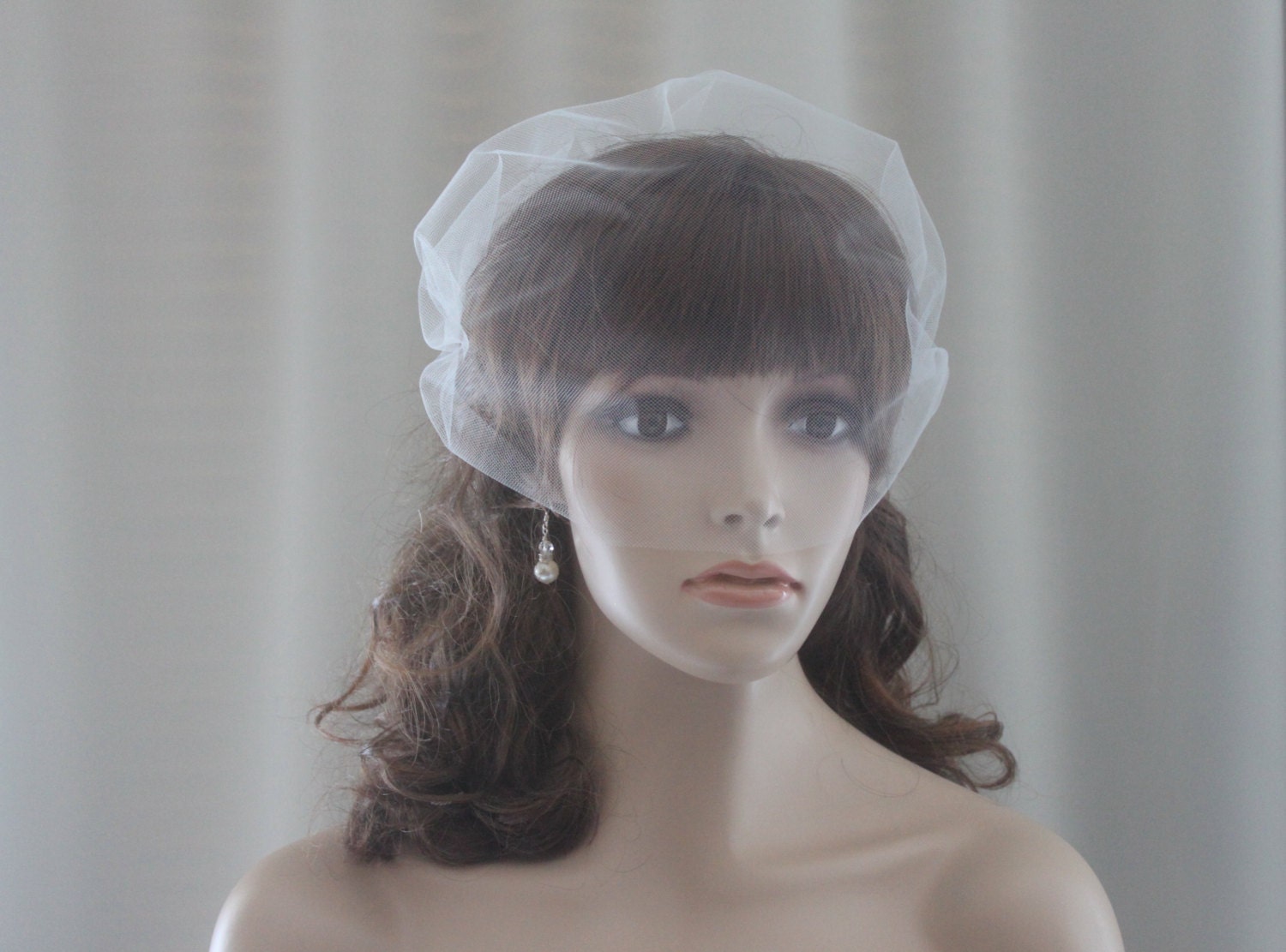 12" Tulle Bandeau Birdcage Veil-Tulle Birdcage Veil-Birdcage Veil-Bridal Veil-White-Diamond White-Ivory-Champagne-Black-V105