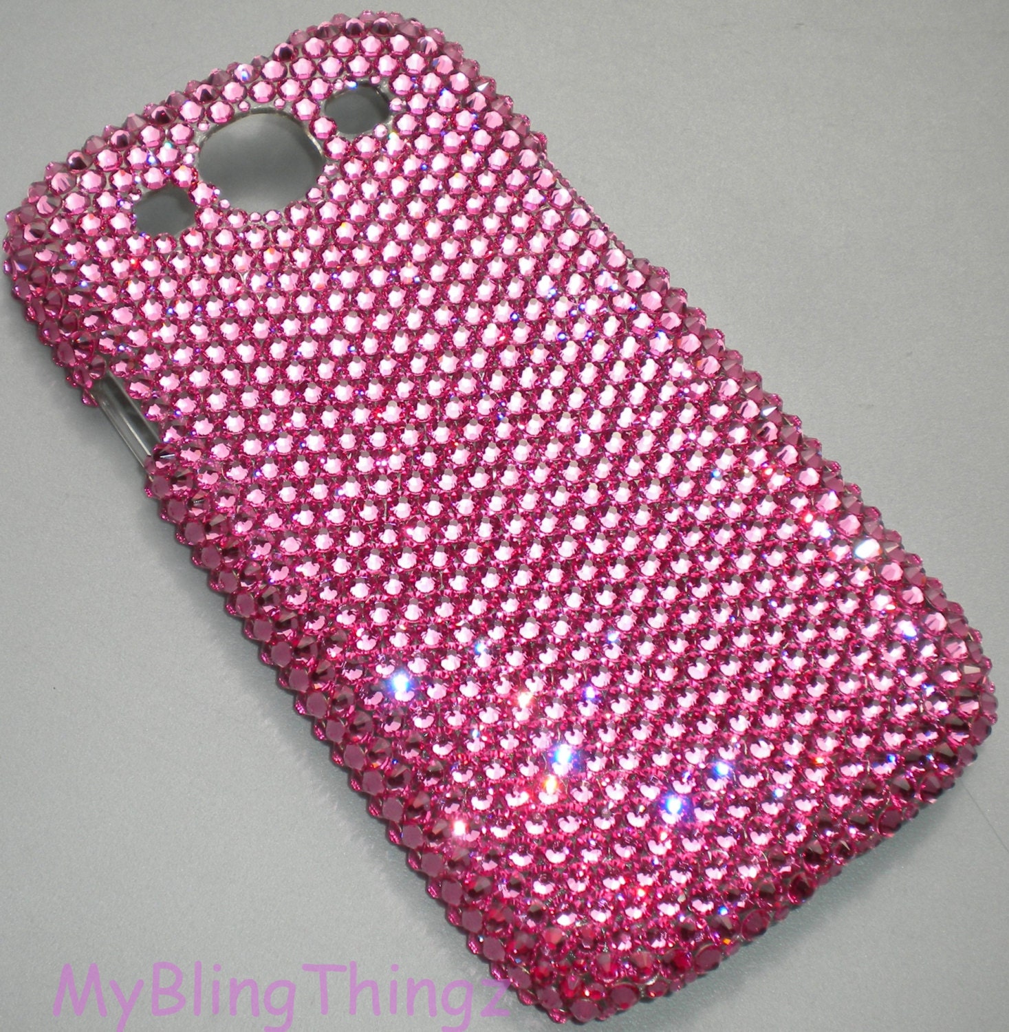 Bright Pink ROSE - Crystal Rhinestone Bling Back Case for Samsung Galaxy S3 handmade with 100% Swarovski Elements