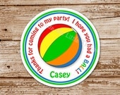 SET of 12 BEACH BALL Party Favor Tags or Stickers : Colors for Boys and Girls Il_170x135