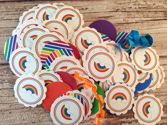 Over the Rainbow Confetti : mini tags, table confetti Il_570xn