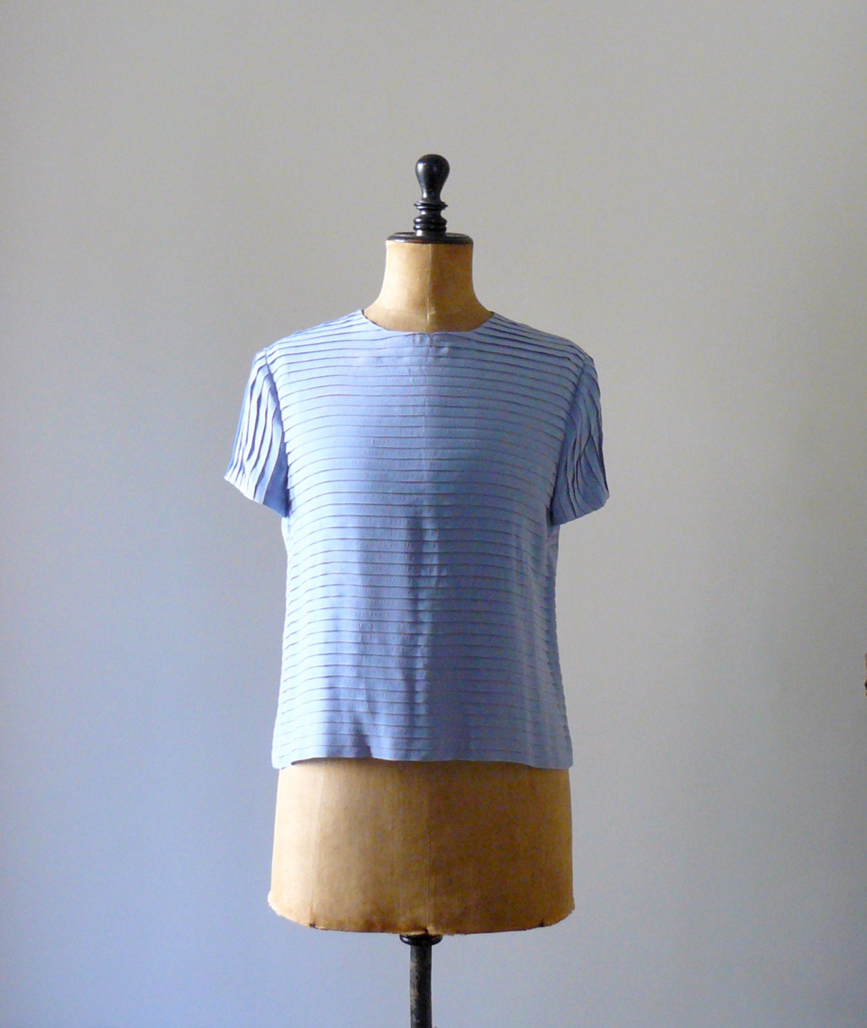 Vintage 1960s pleated baby blue blouse