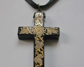 Victorian French Jet Cross Pendant