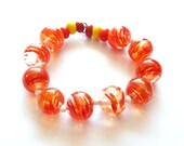 Fancy orange swirls / lampwork beads / SRA