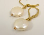 Simple freshwater coin pearls on goldfilled leverback earwires