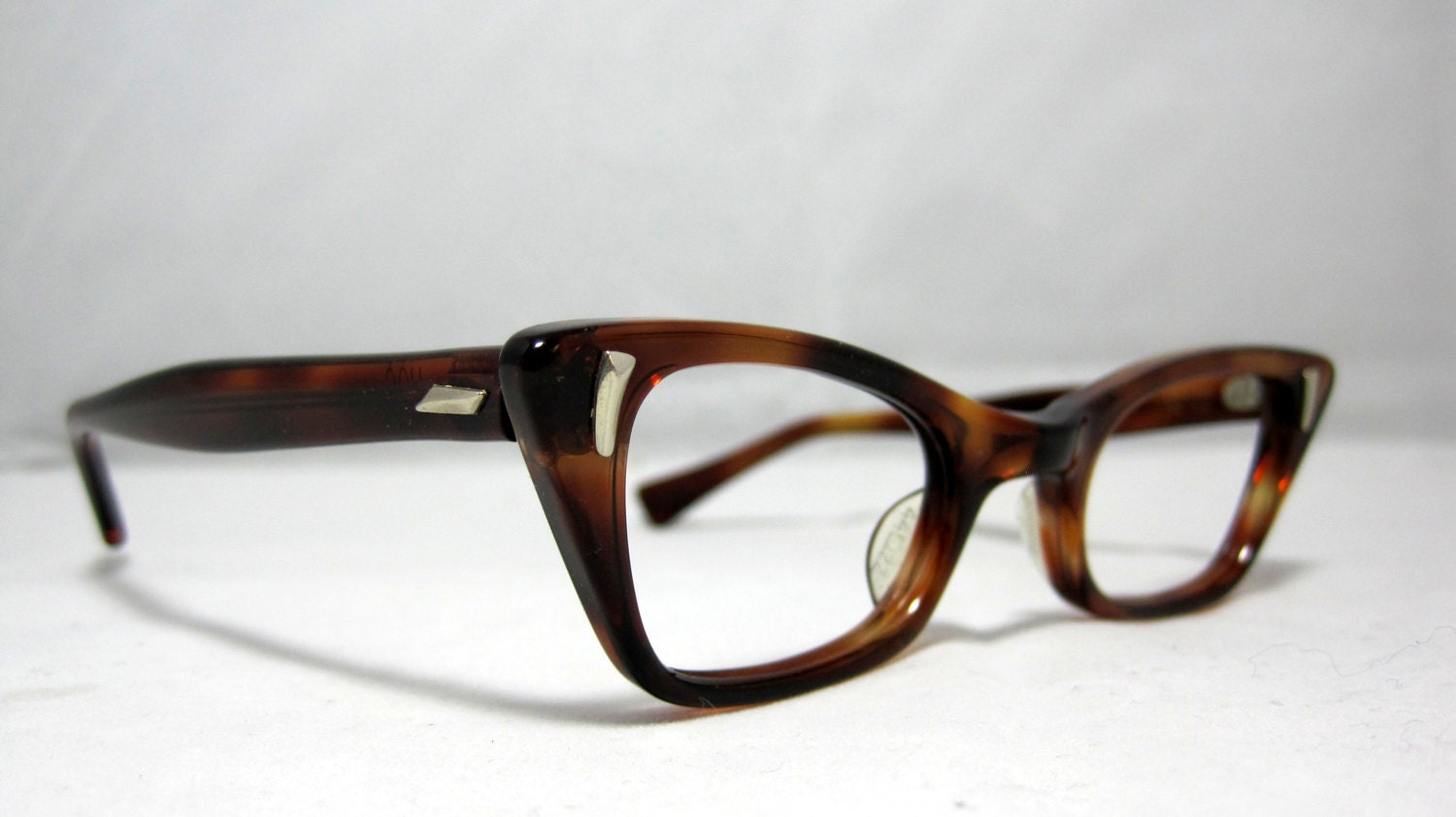 Vintage Cat Eye Glasses. Cute Angular Shape in Honey Amber Tortoise