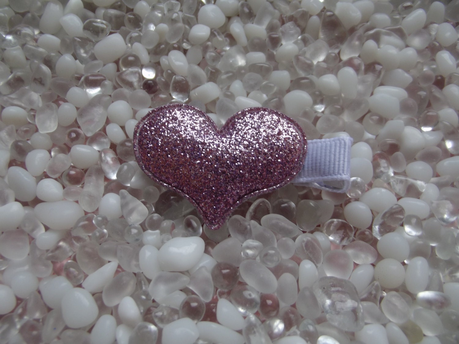 Lavender Puffy Glitter Heart Hair Clip - No Slip Grip - Baby - Toddler - Girl - Teen - Adult Hair Clip