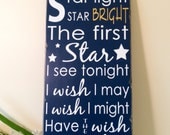 Star Light Star Bright the First Star I See Tonight - Typography Word Art- Beautiful Nursery or Playroom Sign