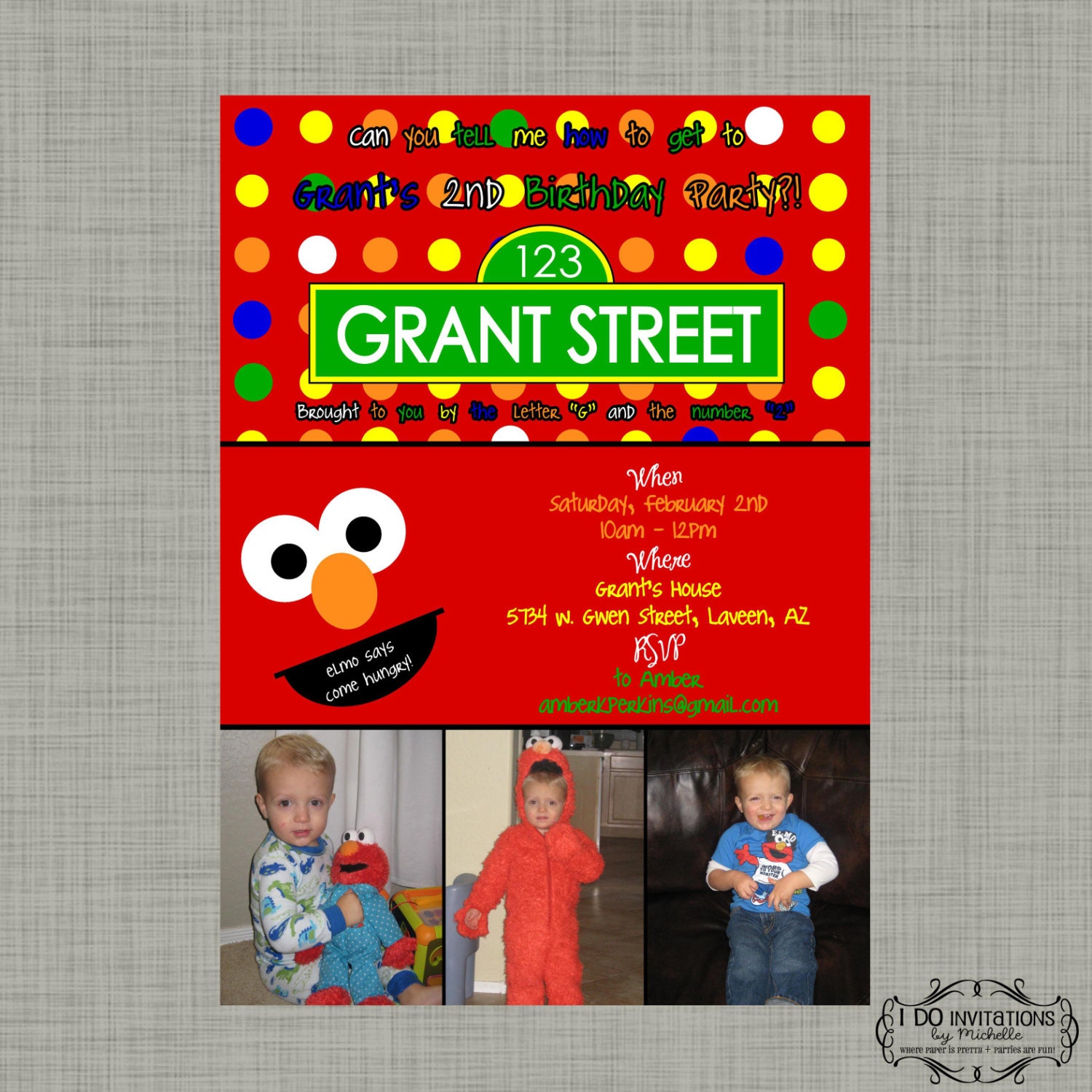 Sesame Street Elmo Inspired Birthday Party Invitation for your Birthday Boy - Digital File Il_570xn
