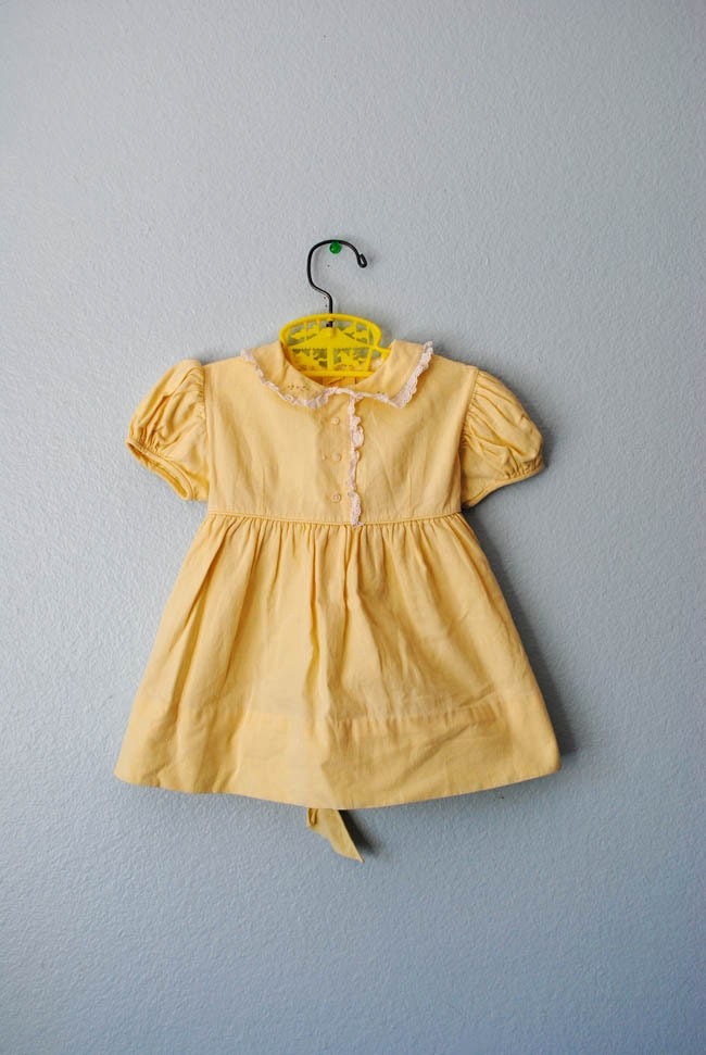 vintage baby girl yellow dress