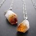 raw citrine crystal point necklace - amber rough cut stone natural gemstone pendant jewelry / merchant's stone