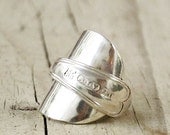 Hallmark eco Statement vintage whole spoon Ring Silver plated Hallmark spoon ring Art Deco Simple Plain Silver Hallmark knuckle armor ring