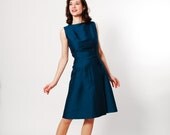 1960s Dress - 60s Cocktail Dress - Deep Water Blue
