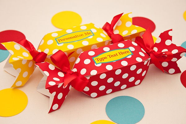 Sweet Dots Favor Box - DIY Printable Wrapped Candy Shaped Box PDF
