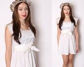 Vintage 1970s Gunne Sax Short White Edwardian Crochet Wedding Dress Size Extra Small / Short White Wedding Dress / Wedding Dress / 1491