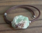 bangle bracelet, rough Chrysoprase bangle bracelet, memory wire rubber bracelet, modern gemstone bangle bracelet