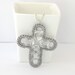 pop tab cross necklace - grey, crochet - 22 inch