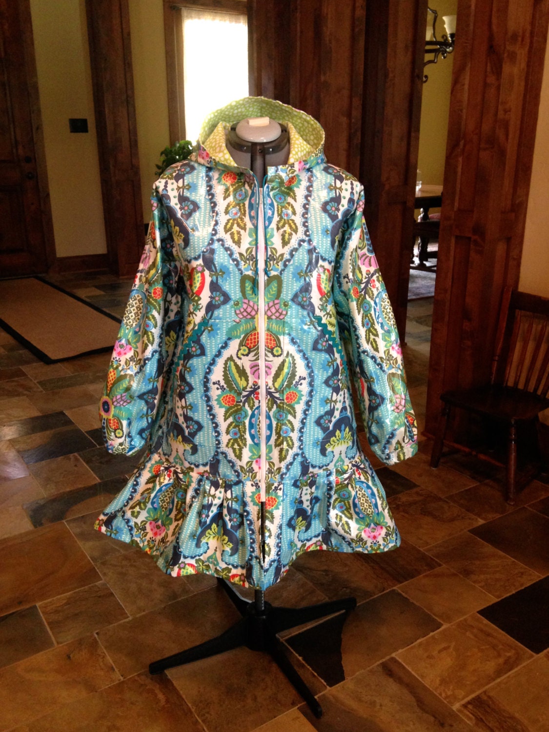 Alaska Summer Kitchen Rainpuk, Amy Butler Fabric, Raincoat Kuspuk for Women and Girls