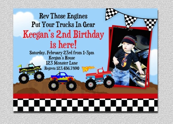 Monster Truck BIrthday Invitation , Truck Birthday Party Invitation Printable Il_570xn