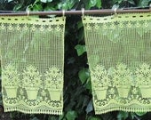 Citrus Lemon French Lace Valances, Yellow Cafe Curtains, French Brise Bise, Plant Pots