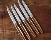 Vintage Regent Sheffield Stainless England Bakelite Cutlery Set of 5 Steak Knives
