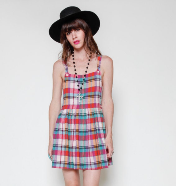 Plaid jumper dress