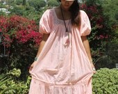 Pretty as a Peach Gauzy Vintage Romantic Crochet and Mexican Cotton Dress Plus Size