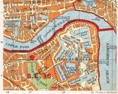 1928 London map East End vintage London street map London places of interest London guide map decor